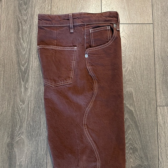 Zara High Rise Wide Leg Brown Denim Jeans With Wavy Stitching - 4 - Picture 9 of 10
